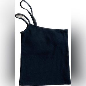 One shoulder black top with bra inside